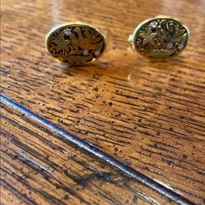 Vintage Gold and Black Oval Cufflinks